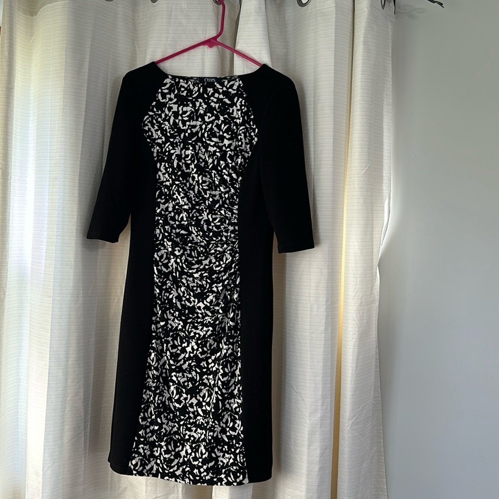 Chaps black and white sheath dress, size 12
